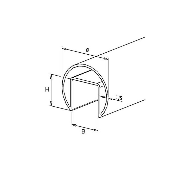 RVS Tube profilé U 60,3 x 1,5 mm inox-304 K320 brossé