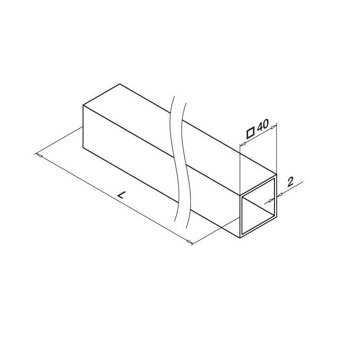 Tube carré/rectangulaire inox 40 x 40 x 2,0 mm inox-304 gecoat mat structuur zwart