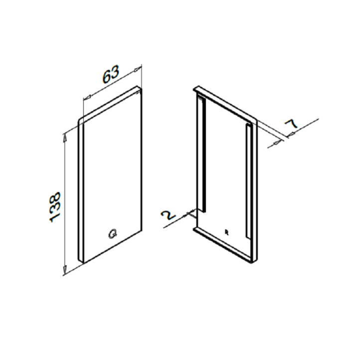 Eindkap Easy Glass Pro zijmontage rechts 174,5 x 83 mm model 8132 aluminium (geanodiseerd)