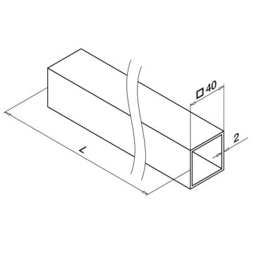 Tube carré/rectangulaire inox 40 x 40 x 2,0 mm inox-304 gecoat mat structuur zwart