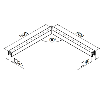 Hoekverbinder Tube profilé U 40 x 40 x 1,5 mm aluminium (anodisé) model 6324